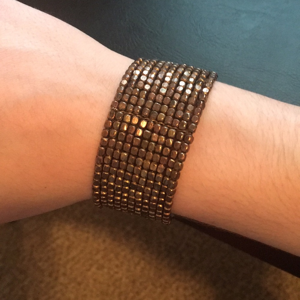 Beaded Bronze Cuff Bracelet - Picture 3 of 4